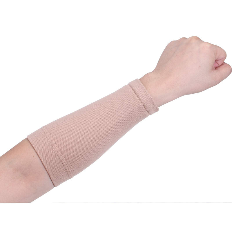 20LY 1 Pair Full Forearm Compression Sleeves Tattoo Cover Up Sleeve for Men Women UV Protection Beige M - BeesActive Australia