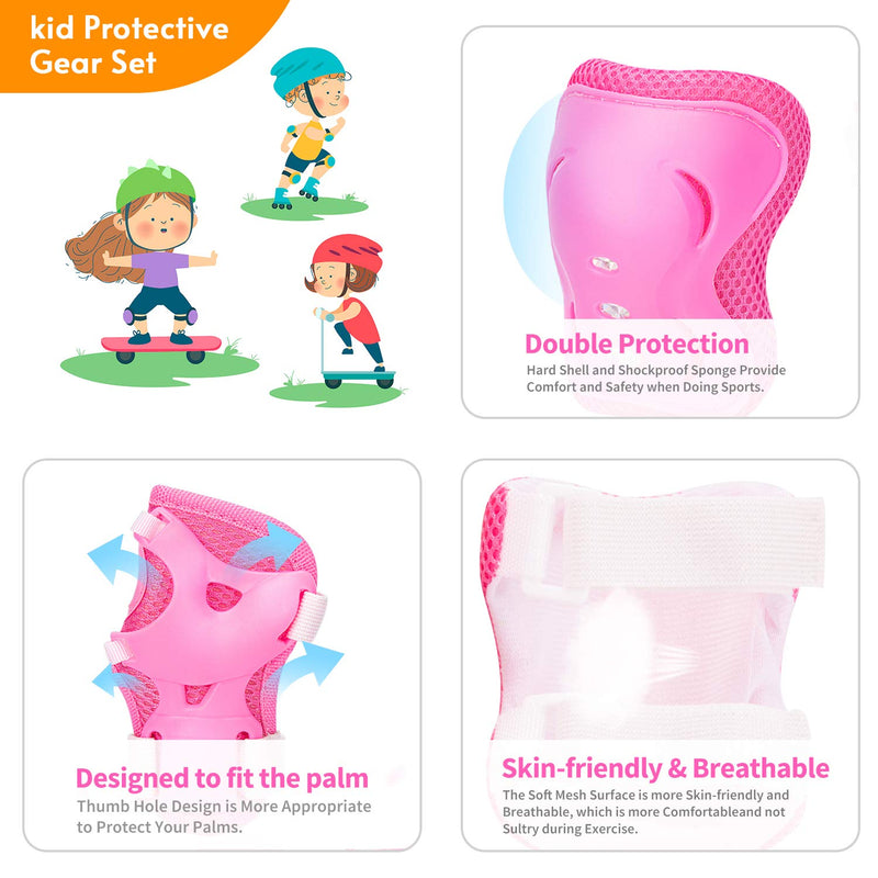 Kids/Youth Knee Pad Elbow Wrist Pads Guards Protective Gear Set for Roller Skates Cycling Bike Skateboard Inline Skatings Scooter Riding Sports,Suitable for Multiple Sports Outdoor Activities 02-Pink Small - BeesActive Australia