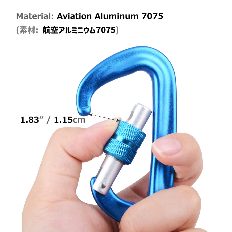 Azarxis Carabiner Clips, 12 25KN Aluminium D Ring Heavy Duty Lightweight Caribeaners for Hammock, Camping, Hiking, Outdoor, Gym, Dog Leash, Backpack, Harness - BeesActive Australia