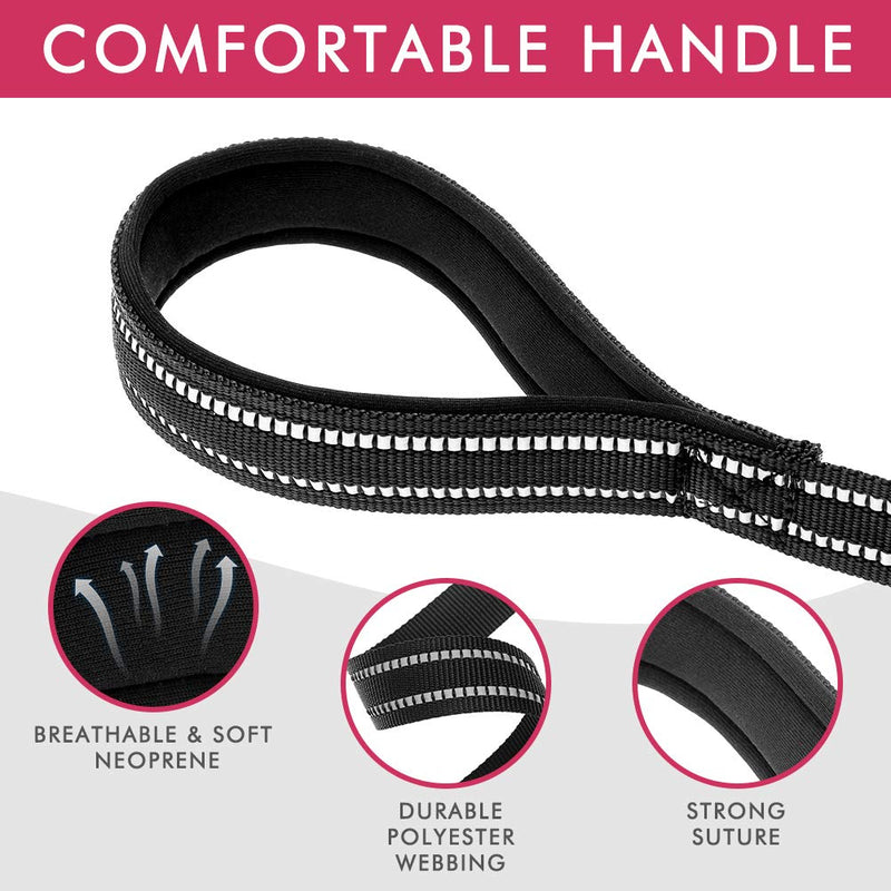 PUPTECK Reflective Short Dog Leash - 3 Packs 2.5ft/ 1.5ft/ 1ft Nylon Dog Leash with Strong Clip, and Soft Padded Handle, Durable Training Leash for Small Medium Large Dogs Cats Walking Outside Black - BeesActive Australia