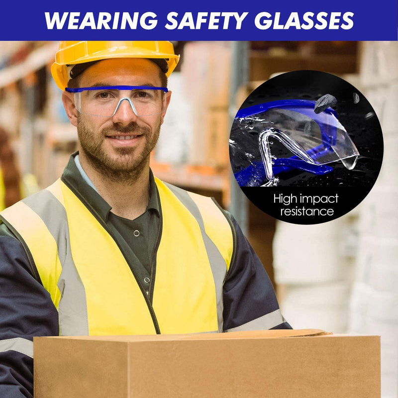 Pobotou Blue Safety Goggles,Over Glasses Eyes Protection Goggles Protective Eyewear Safety Goggles Clear Anti-fog/Anti-Scratch Safety Glasses over Glasses (5Pack) - BeesActive Australia