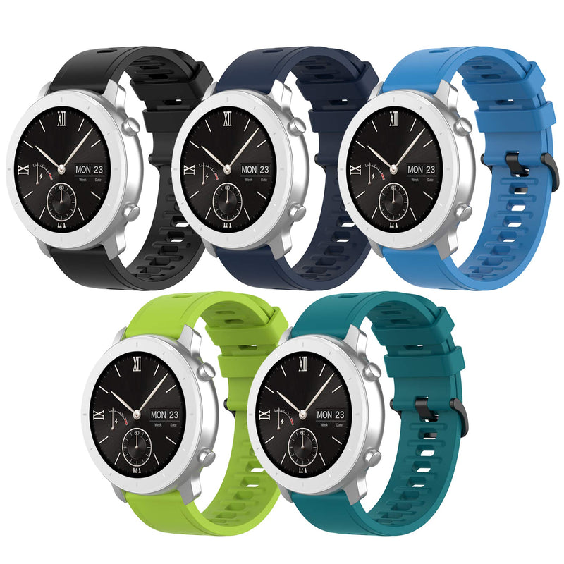 QGHXO Band for Amazfit GTS, Soft Silicone Replacement Band for Amazfit GTS/GTS 2/ GTS 2e/ GTS 2 Mini/Bip/Bip Lite/Bip S/Bip U/GTR 42mm Smartwatch (No Tracker, Replacement Bands Only) 5PCS Boys - BeesActive Australia