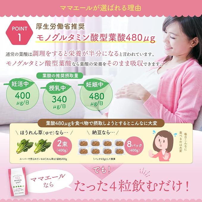 Folic Acid, High Formula, 16.9 oz (480 μg), Pregnancy Supplement, Iron, Calcium, 10 Vitamins, Minerals, 22 Types of Domestic Vegetables, 1 Month Supply - BeesActive Australia