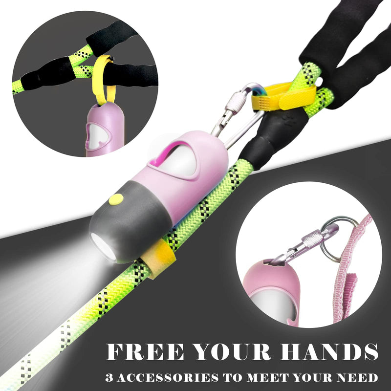 YUCHIYA Dog Poop Bag Dispenser with Flashlight|Dog Poop Bag Holder with Leash Clip|Hands-Free Leash Poop Bag Holder with Straps and 1 Roll Dog Waste Bags (Pink) Pink - BeesActive Australia