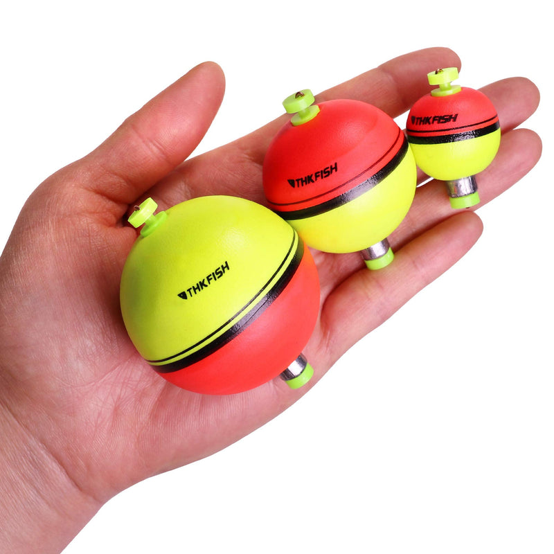 THKFISH Fishing Bobbers 5PCS EVA Foam Round Floats Red/Green Snap-On Spring Fishing Buoy Accessories for Freshwater Saltwater 1/25oz (0.8*1 inch) Round style - BeesActive Australia