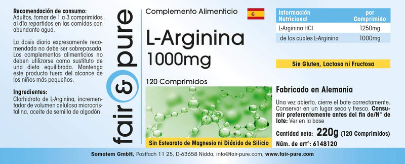 Fair & Pure® - L-arginine 1000mg - high-dose - 120 Tablets - BeesActive Australia