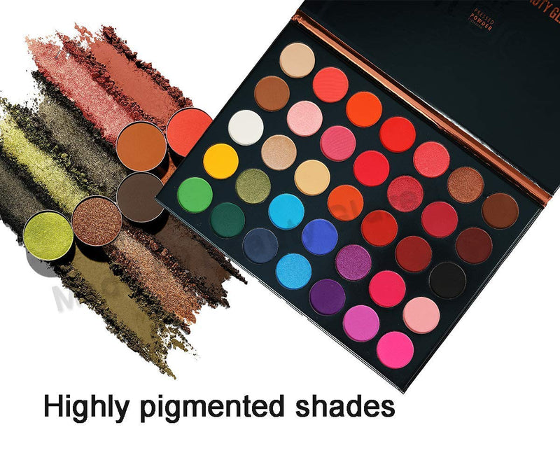 Sweatproof Matte and Shimmer Eyeshadow Make up Palettes Highly Pigmented 35 Colors Professional and Home Make up Christmas Palette Blendable Pressed Powder Eye Shadow Color Studio-35 Colors - BeesActive Australia