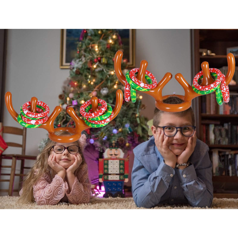 [AUSTRALIA] - MGparty Christmas Inflatable Reindeer Antler Toss Game for Xmas Kids Teens Party Favors Supplies Outdoor Indoor Ring Toss Game 