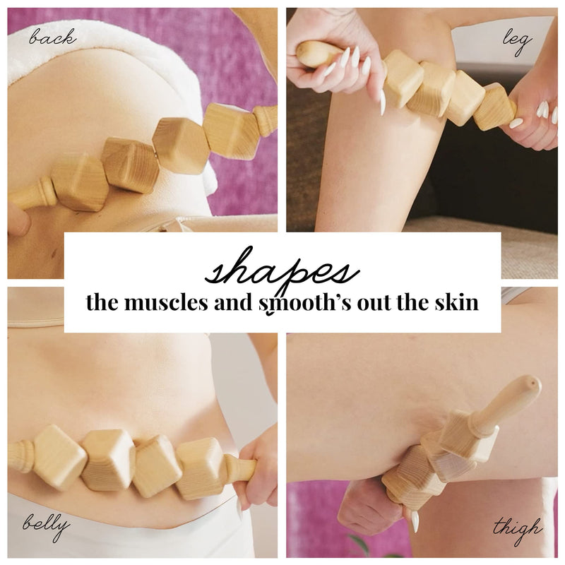 Tuuli Accessories Anti Cellulite Massage Roller Dice Roller Tool Massager Maderotherapy Wooden 40 cm - BeesActive Australia