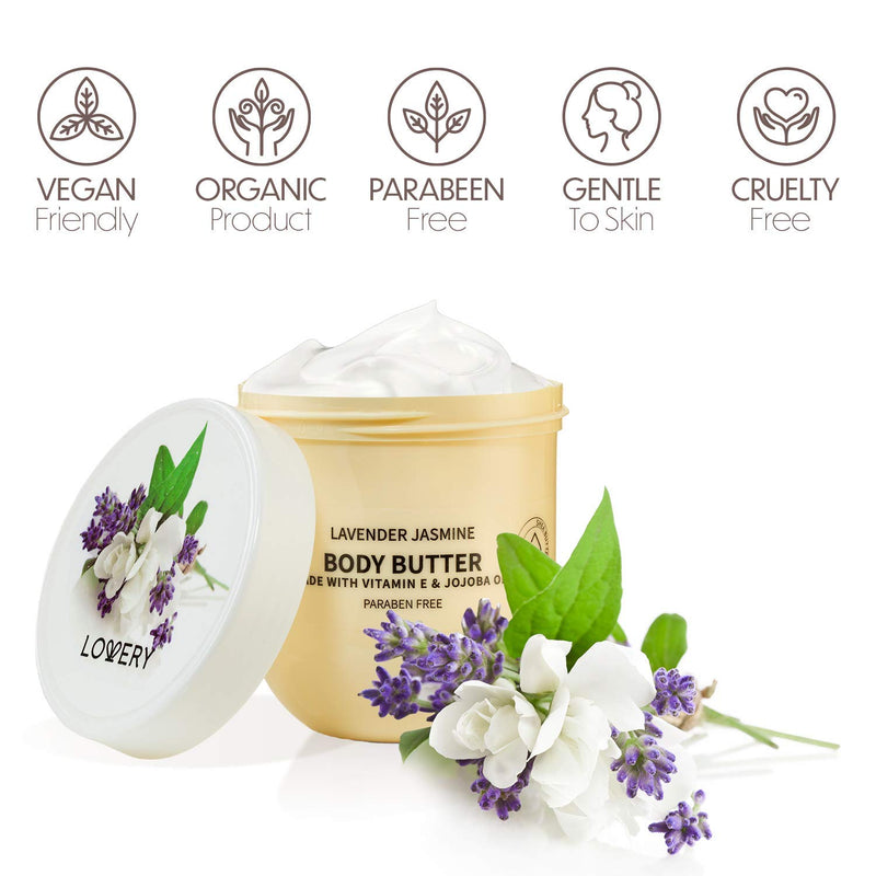 Lovery Whipped Body Butter Scented Body Lotion - Lavender Jasmine Body Butter, for Sensitive, Dry Skin - Hydrating Moisturizer with Pure Shea Butter for Nourishing Essential Body Care - BeesActive Australia