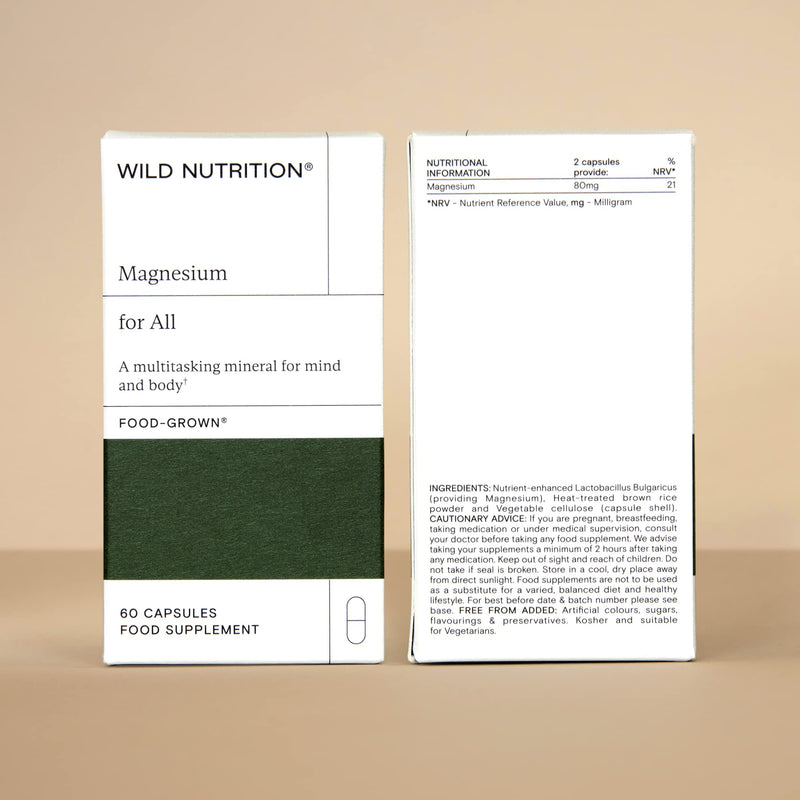 WILD NUTRITION Food-Grown� Magnesium Supplements | Naturally Sourced Pure Magnesium Tablets for Sleep, Muscle Recovery, and Healthy Bones | Magnesium Supplements for Women | 60 Capsules - BeesActive Australia