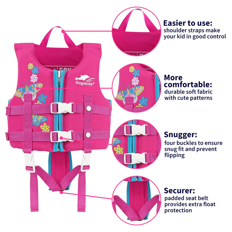 Kids Swim Vest -Baby Swimming Jacket Printed Float Swim Vest Buoyancy Swimwear with Adjustable Safety Strap, Suitable for 2-9 Year Butterfly L/7-9 Years - BeesActive Australia