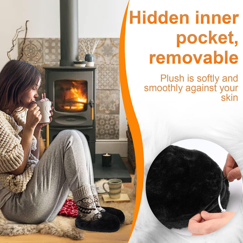 Heated Slippers, USB Electric Heating Shoes Foot Warmer Men Women Washable Outdoor Soft Plush Electric Heated Slippers for Foot Warming Black - BeesActive Australia