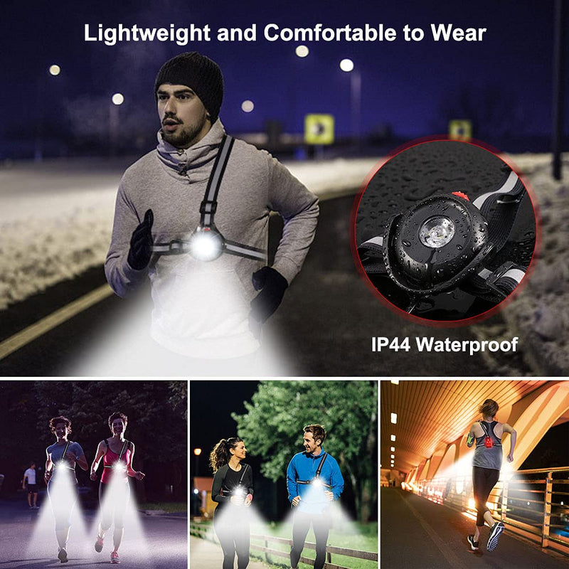 ALOVECO Outdoor Night Running Lights LED Chest Light Back Warning Light with Rechargeable Battery for Camping Hiking Running Jogging Outdoor Adventure (90° Adjustable Beam) - BeesActive Australia