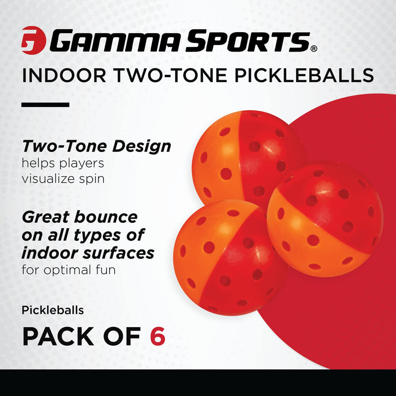 GAMMA Two Tone Recreation Training Indoor Pickleball Outdoor Red 6 Pack - BeesActive Australia