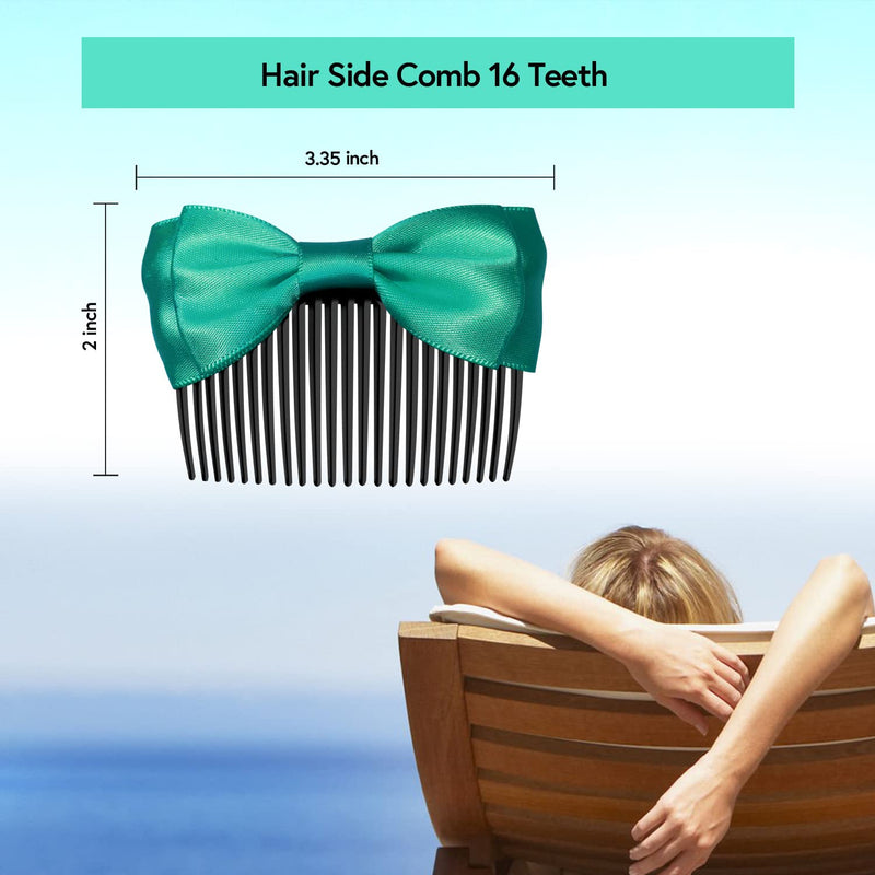 MARY LAVENDER Side Hair Comb with Bows for Bangs French Twist Hair Pin Clips Hair Accessories Hair Styling Decorative Comb for Women Kids Girls 5pcs - BeesActive Australia