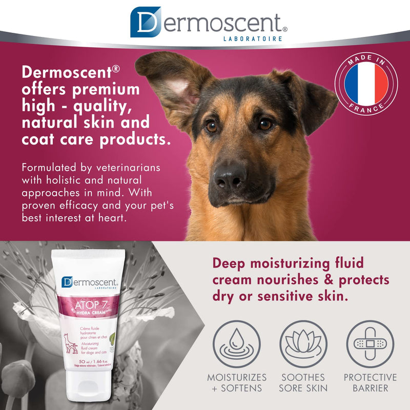 Dermoscent ATOP 7 Hydra Cream for Dogs & Cats for Itchy Dry & Allergy-Prone Skin Relief - Veterinarian Dermatologist Formulated - 50 ml / 1.66 fl. oz. - BeesActive Australia