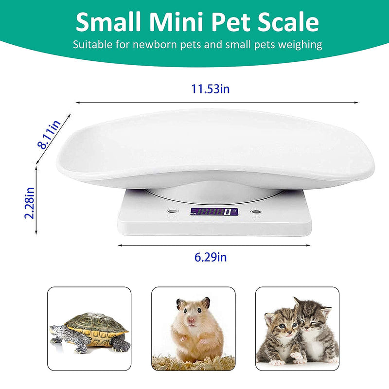 Digital Pet Scale, Small Animal Scale with Tape Measure, Multifunction Kitchen Food Scale, Weighing Max 22lbs, Size 12"x8" Inch, LCD Electronic Weight Scale for Kitten/Puppy/Hamster/Little Bird(White) - BeesActive Australia