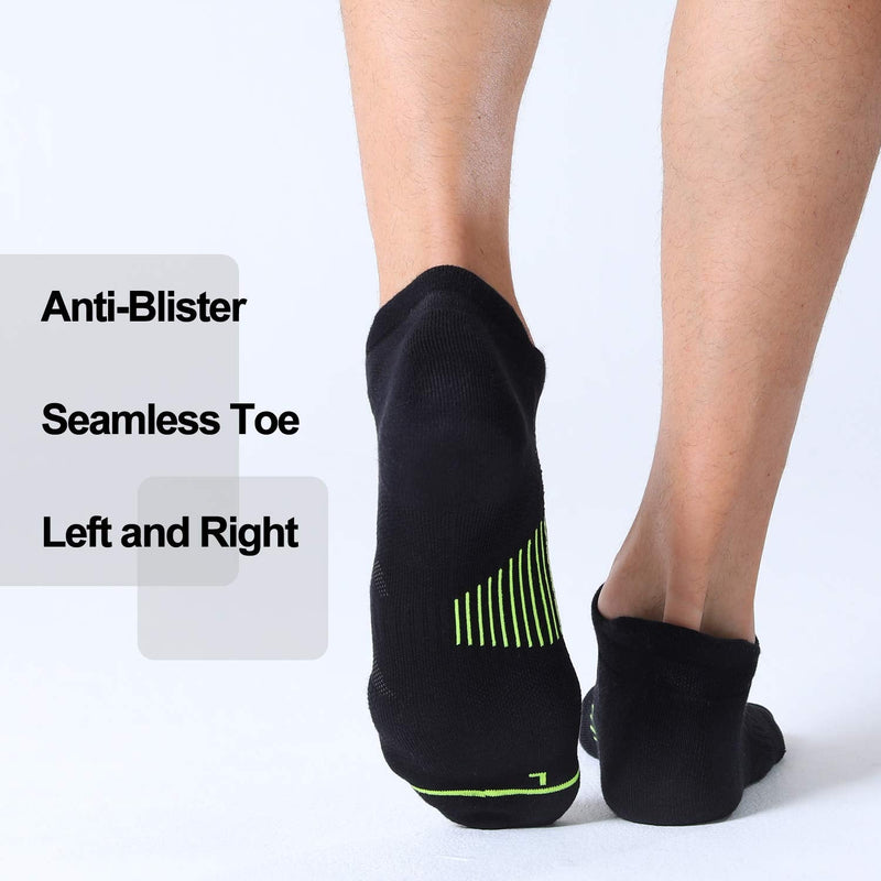 Fitrell Men's 6 Pack Ankle Running Socks Low Cut Cushioned Athletic Sports Socks 9-12/ 12-15 Black+gray-green-red - BeesActive Australia