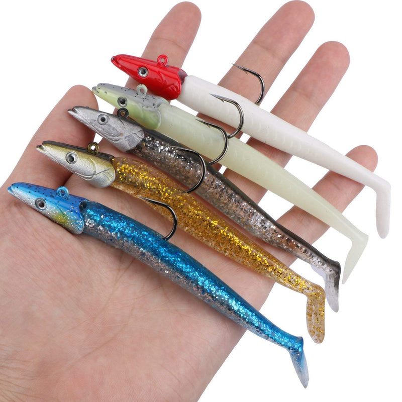 [AUSTRALIA] - Goture 4" Minnow Fishing Bait Big Tail with Jig Head Fresh Water Swimbaits (5 Rigged Lure) 5 color 0.77oz #2 