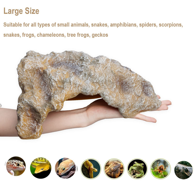 Reptile Hides Large Rock Reptile Cave Hideout Terrarium Habitat Decor Ornament Shelter for Snake Geckos Lizards Bearded Dragon Turtle Frogs Amphibians - BeesActive Australia