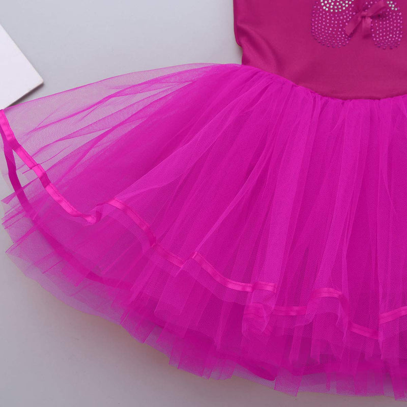 [AUSTRALIA] - YiZYiF Little Girls' Princess Ruffled Mesh Ballet Dancing Leotard Tutu Skirt Tiered Dress Dancewear Ballerina Shoe Rose 7 / 8 