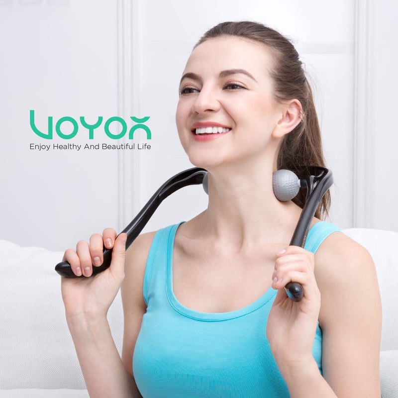 VOYOR Handheld Neck Massager with Dual Trigger Points, Deep Tissue Shiatsu for Muscle Pain Relief, Ergonomic Handle, Portable for Home & Office MS110 - BeesActive Australia
