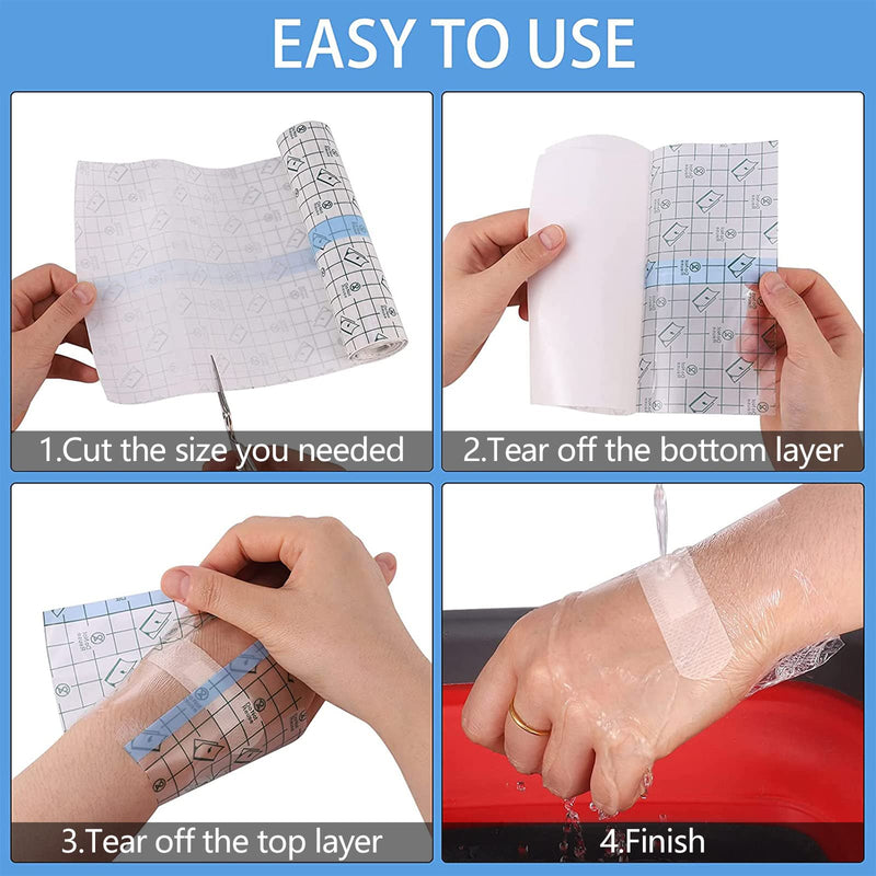 Tattoo Aftercare Waterproof Bandage，Stretch Adhesive Bandage, Transparent Waterproof Adhesive Bandage Tape,Clear Second Skin Protection for Plastic Cover,Wound Dressing,Protective Shield（15cm x 2m） One Size - BeesActive Australia