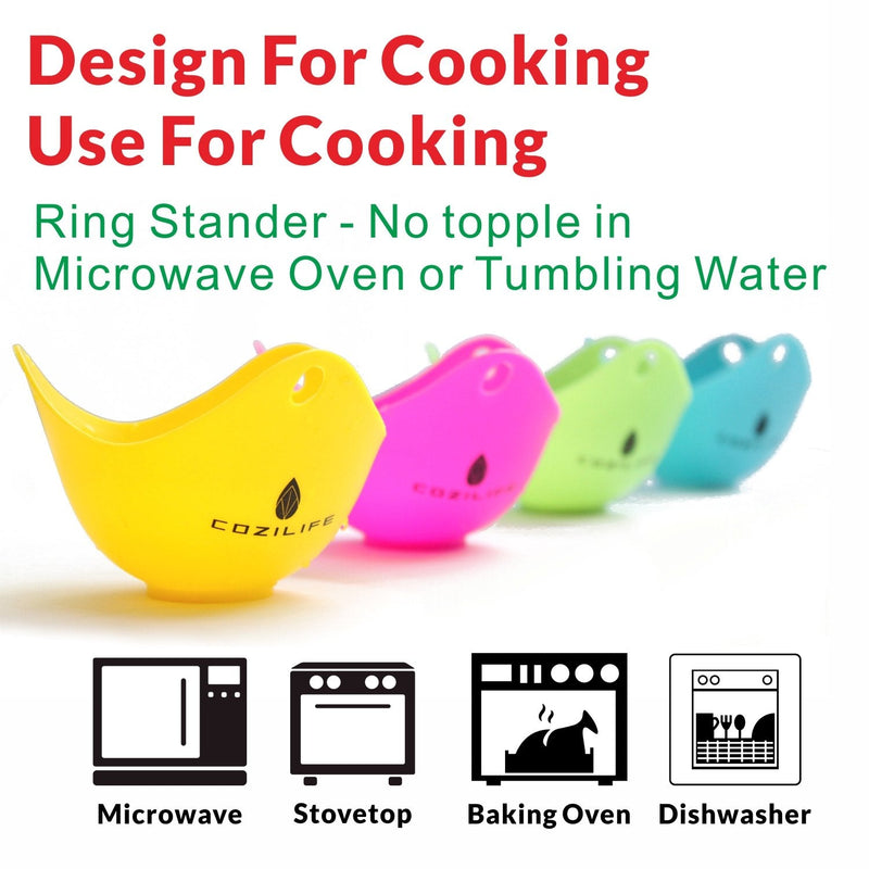 Egg Poacher – COZILIFE Silicone Egg Poaching Cups with Ring Standers, For Microwave or Stovetop Egg Cooking, Kraft Box Packing, BPA Free, Pack of 4 - BeesActive Australia