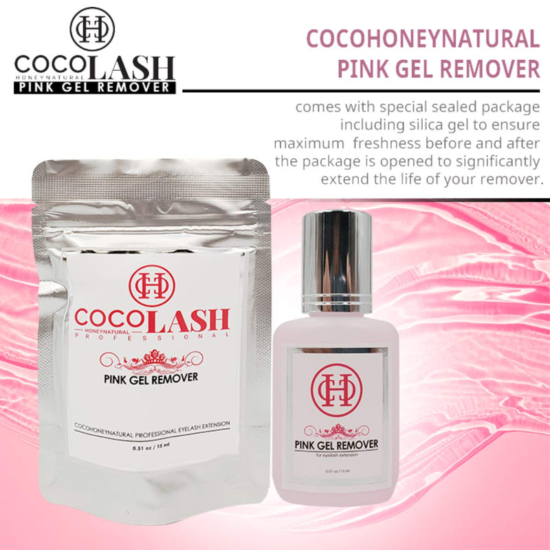 PINK GEL REMOVER for Eyelash Extension Glue 15 ml MADE IN KOREA | COCOHONEY | Dissolution time: 60 seconds | Transparent Color and Pleasant smell - BeesActive Australia