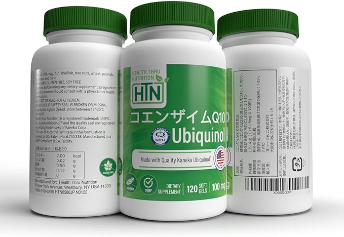 Health Thru Nutrition Ubiquinol 100mg - Kaneka Reduced Coenzyme Q10 Enhanced Bioavailability, Coenzyme Q10, Non-GMO, Soy-Free (120 Softgels) - BeesActive Australia