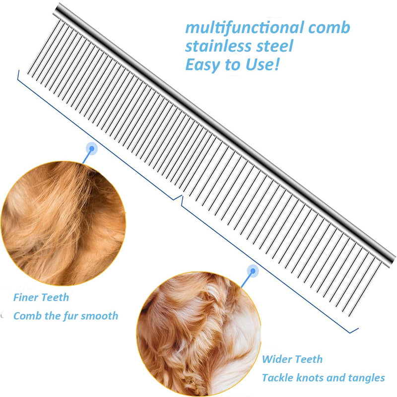 Pet Combs for Dog and Cat, Stainless Steel Grooming Comb with Different Spaced Teeth. - BeesActive Australia