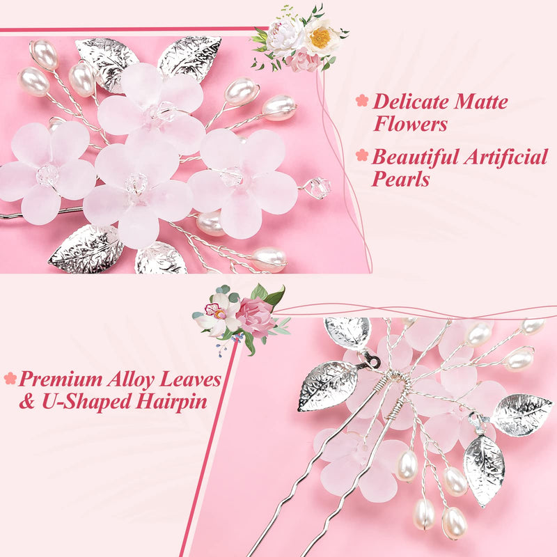 MELLIEX 5 Pcs Bridal Hairpins, Pearl Rhinestone, Flower Hair Clips, Silver Jewelry Wedding Headpiece Hair Accessories for The Bride and Bridesmaid - BeesActive Australia