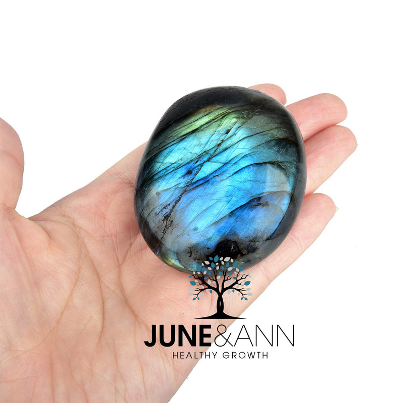 June&Ann Natural Labradorite Palm Stones, Healing Gemstone Therapy Worry Crystal Stones for Meditation Chakra Balancing Collection, Irregular Shape - BeesActive Australia