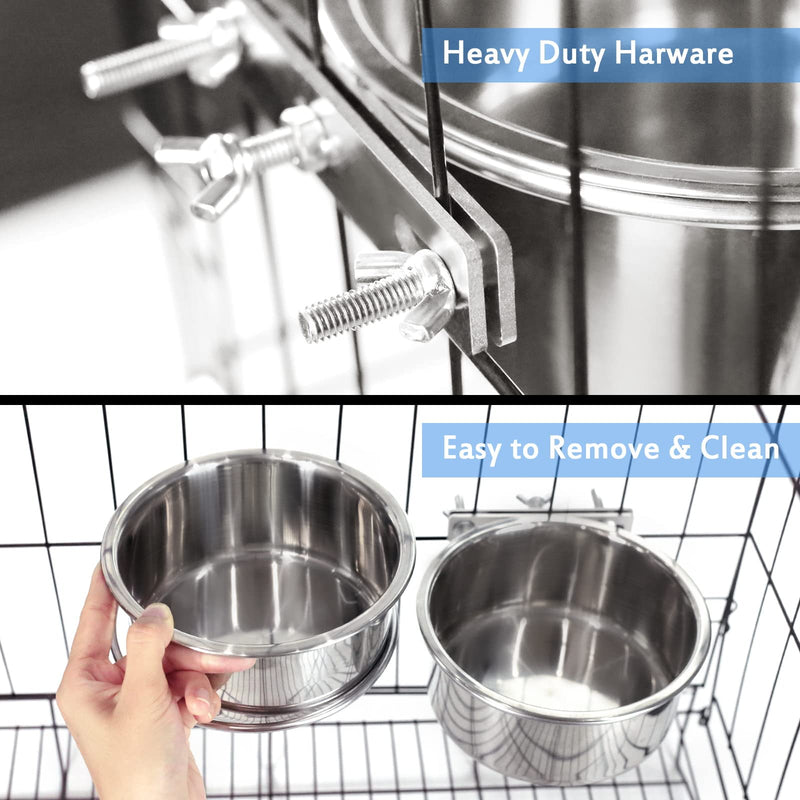 Kennel Water Bowl, 2 Packs No Spill Hanging Cage Crate Bowl for Cat, Small Dog Feeder 2 Cups 16OZ - BeesActive Australia