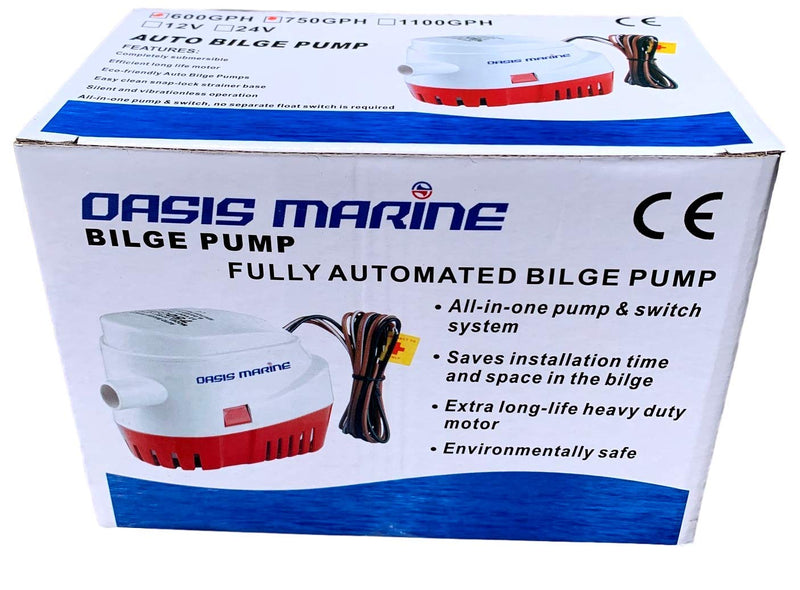 OASIS MARINE Automatic Submersible Boat Bilge Water Pump 12v 750 GPH Automatic with Float Switch Built in 3/4 inch Outlet - BeesActive Australia