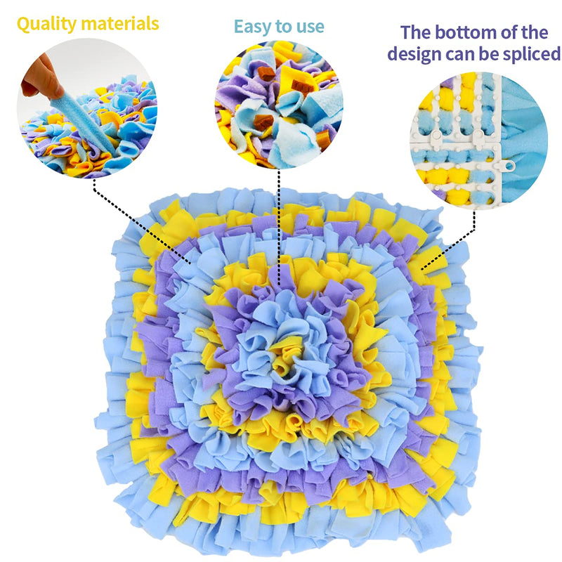 LIVEKEY Pet Snuffle Mat for Dogs, Dog Feeding Mat, Nosework Training Mats for Foraging Instinct Interactive Puzzle Toys Yellow&Blue&Purple - BeesActive Australia