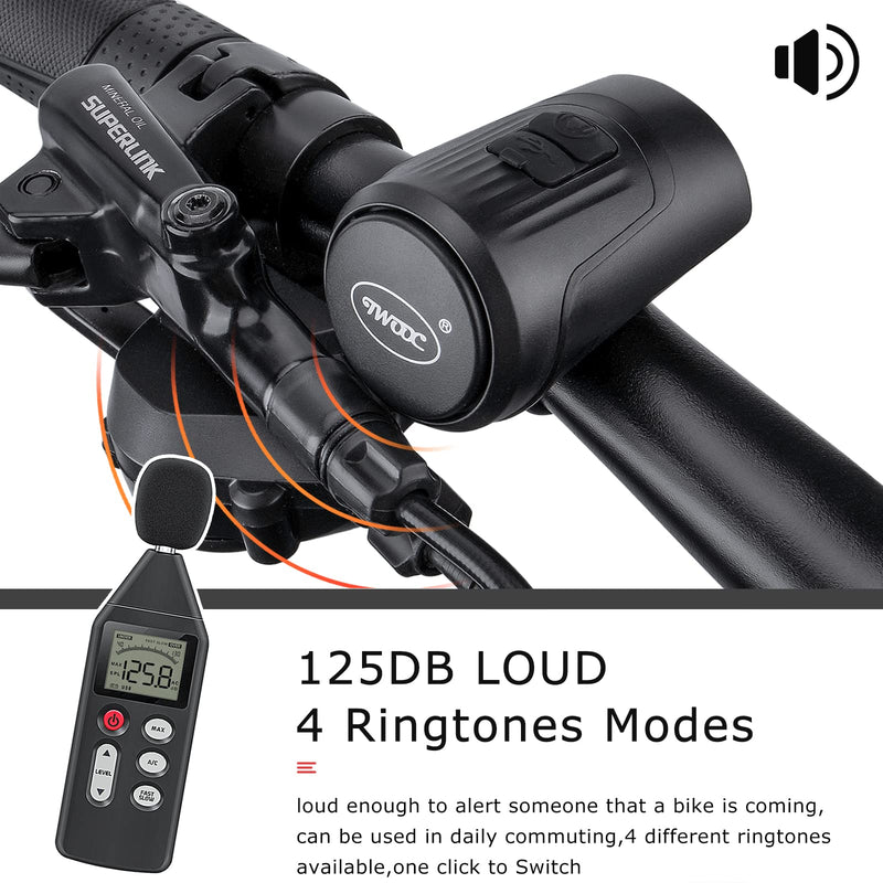 Electric Bike Bell- 125db Waterproof Bicycle Bell Horn -USB Charging Sounds Model Adjustable Handlebar Cycling Bells Anti-Theft Alarm for Road and Mountain Bike - BeesActive Australia
