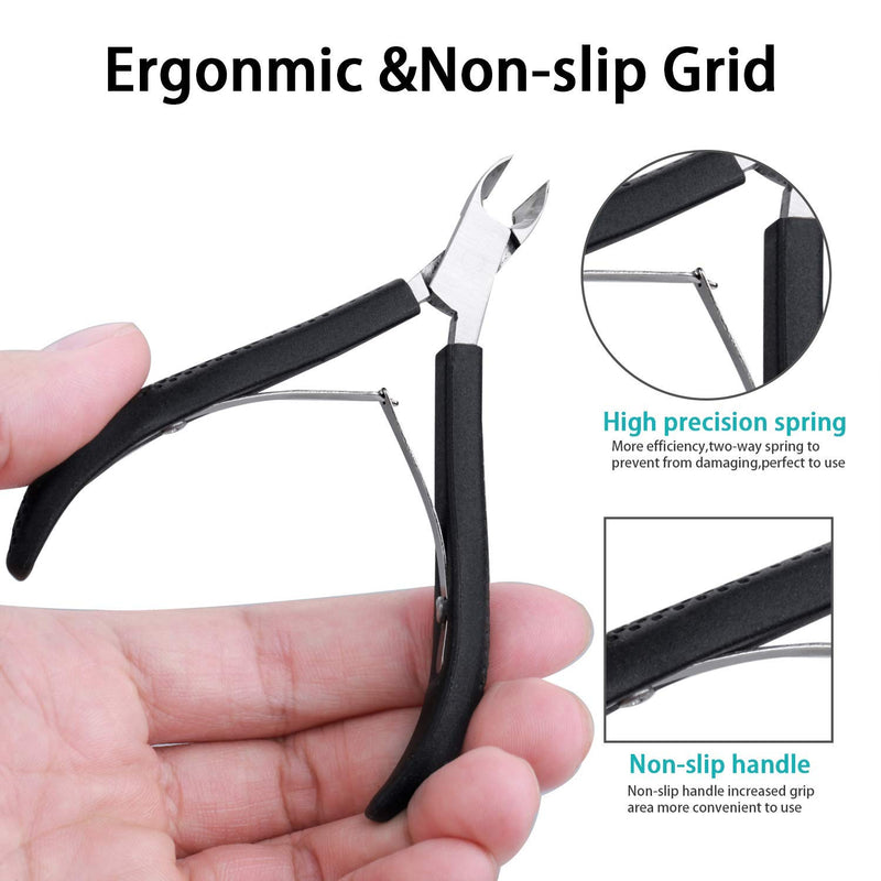 Cuticle Cutter Cuticle Nippers - BUVE Non-slip Cuticle Trimmer Clipper Professional Stainless Steel Cuticle Remover Scissors Pedicure Manicure Tools for Fingernails Toenails (Cuticle nipper, black) Cuticle nipper - BeesActive Australia