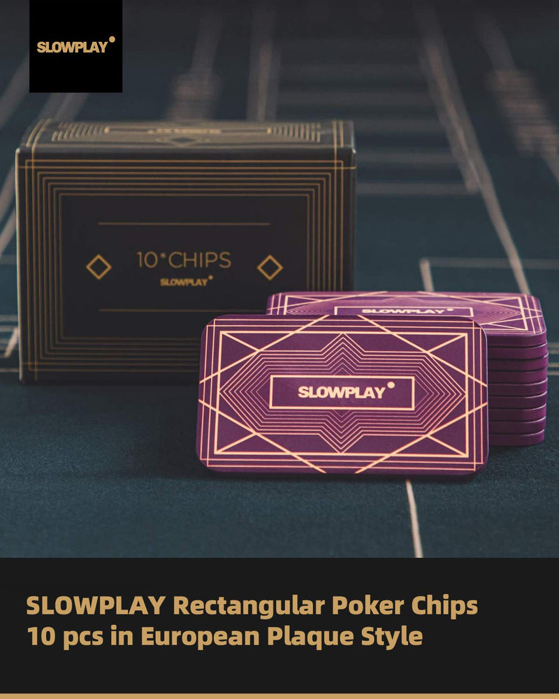 SLOWPLAY Rectangular Poker Chips Plaques, Pack of 10 Pcs, European Style Professional Plaques Without Denomination, 34-Gram Ceramic Composite … Purple - BeesActive Australia