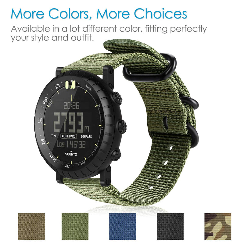 Fintie Watch Band Compatible with Suunto Core, Premium Woven Nylon Replacement Sport Strap with Metal Buckle Compatible with Suunto Core Smart Watch Olive - BeesActive Australia