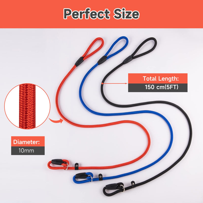 FOVRLZSE 3pcs Slip Lead Dog Leash,Strong Nylon Rope Leash,Training Leash for Large Medium and Small Dogs - BeesActive Australia