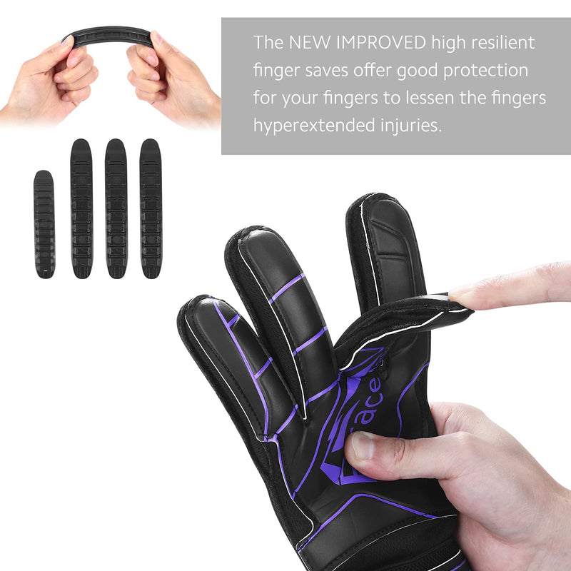 Brace Master Goalie Gloves for Youth & Adult, Goalkeeper Gloves Kids with Finger Support, Soccer Gloves for Men and Women, Junior Keeper Football Gloves for Training and Match 9 Purple+Black - BeesActive Australia