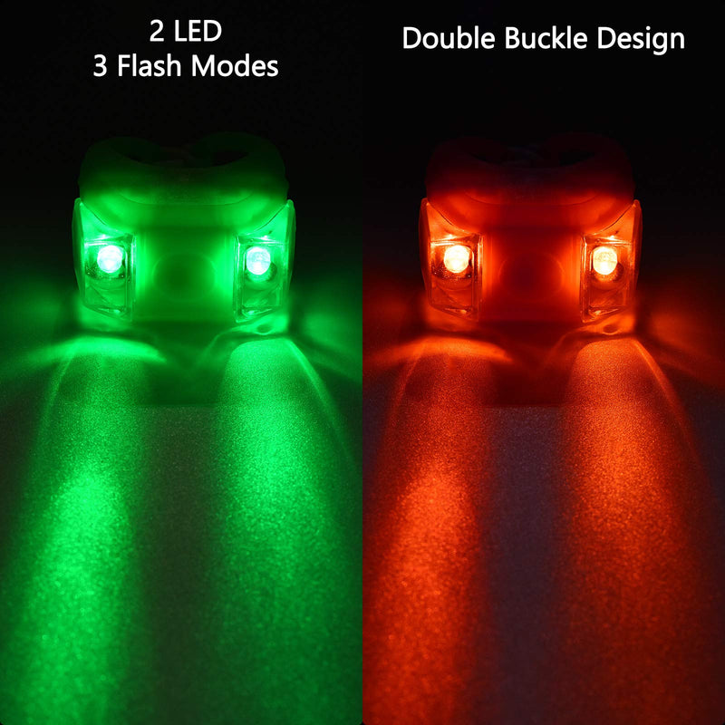 Mudder 4 Pieces Boat Bow Lights Red and Green LED Boat Navigation Lights with 5 Pieces Button Batteries for Boat Kayak Pontoon Hovercraft Yacht Motorboat Bike Hunting Night Running Fishing - BeesActive Australia