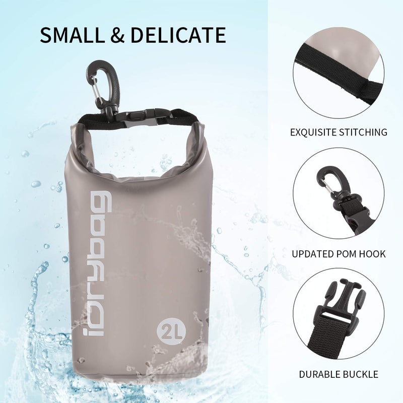 IDRYBAG Clear Dry Bag Waterproof Floating 2L/5L/10L/15L/20L, Lightweight Dry Sack Water Sports, Marine Waterproof Bag Roll Top for Kayaking, Boating, Canoeing, Swimming, Hiking, Camping, Rafting Black caffeine - BeesActive Australia