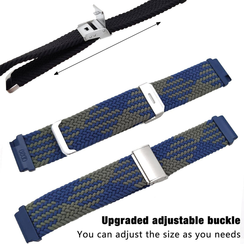 Abanen for Garmin Venu Sq / Venu 2 Plus / Vivoactive 3 Braided Loop Watch Bands, 20mm Elastic Soft Stretchy Nylon Wristband Strap with Adjustable Clasp for Garmin Vivomove 3,Approach S40 Green-Blue - BeesActive Australia
