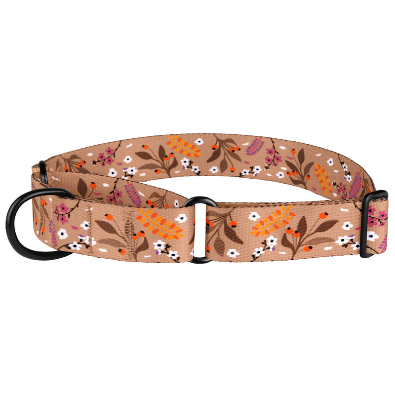 CollarDirect Martingale Collars for Dogs Heavy Duty Floral Pattern Female Safety Nylon Training Wide Collar Flower Design Large Medium 12-17 Inch Black - BeesActive Australia