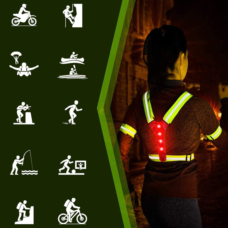 rnairni Lighting LED Reflective Vest Running Light Set, Adjustable Safety Vest, Gear Armbands, Belt Bag with Earphone Hole for Night Running, Motorcycle, Walking, Cycling and Dog Walking Sports - BeesActive Australia