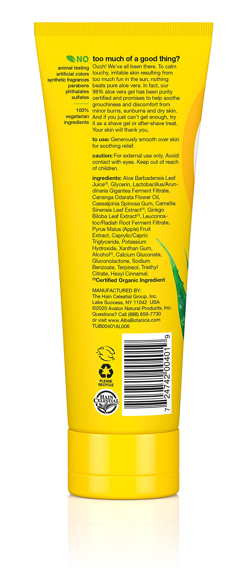 Alba Botanica After Sun Gel, Aloe Vera, 8 Oz (Packaging May Vary) 95% Aloe 8 Ounce (Pack of 1) - BeesActive Australia