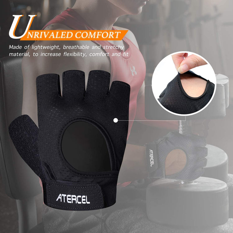 Atercel Weight Lifting Gloves Full Palm Protection, Workout Gloves for Gym, Cycling, Exercise, Breathable, Super Lightweight for Mens and Women Black Medium - BeesActive Australia